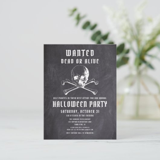  piratenpartij in Botten en schedel Uitnodiging Briefkaart (Staand voorkant)