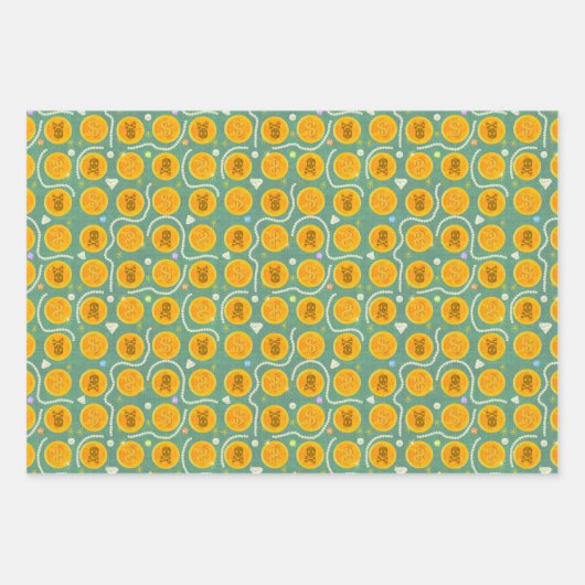 Piratenpartij met Beren, strepen en schatten Inpakpapier Vel (Voorkant 3)