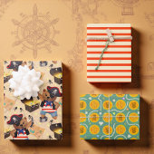 Piratenpartij met Beren, strepen en schatten Inpakpapier Vel