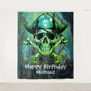 Piratenpartij met onze Kapitein Crossbones achterg Wandkleed