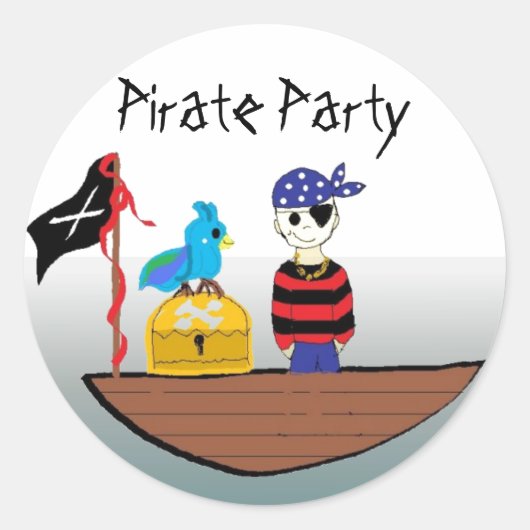 Piratenpartij Ronde Sticker (Voorkant)