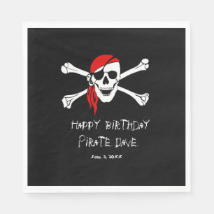 Piratenpartij Schedel en Gekruiste Botten Papieren Servet