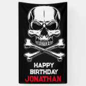 Piratenpartij Verjaardag Scheepsschedel Spandoek (Verticaal)