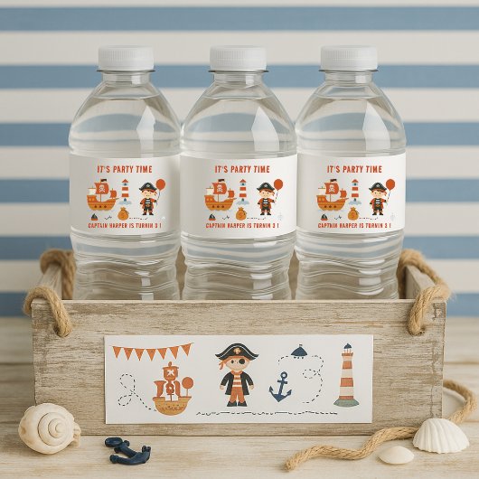 piratenpartij | Verjaardag van Red Ship & Captain Waterfles Etiket