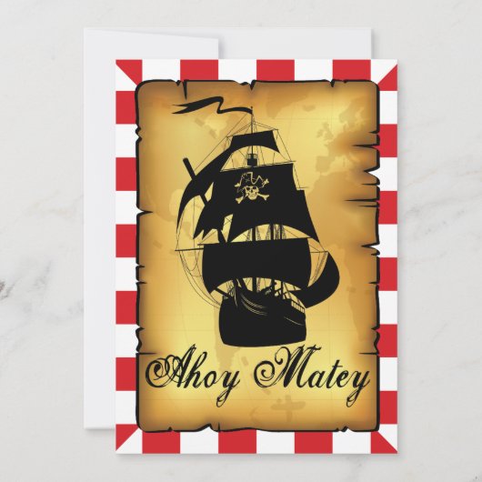  piratenpartij, verjaardagsuitnodiging. kaart (Achterkant)