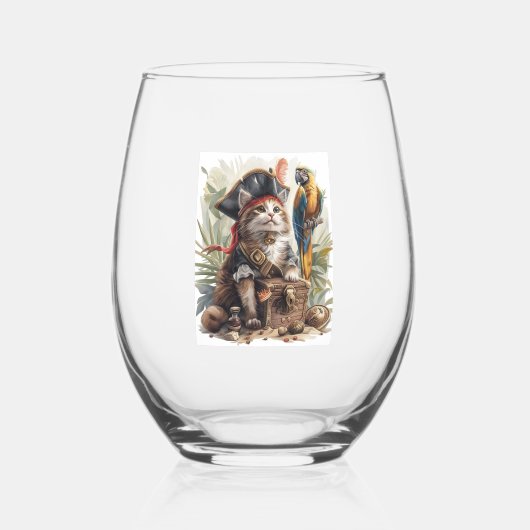 piratenschat wijnglas zonder voet (Voorkant)