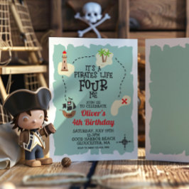 Piratenschatkaart 4e verjaardag kaart