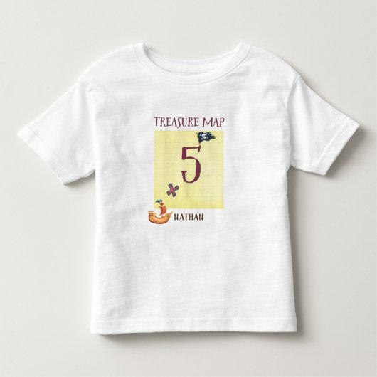 Piratenschatkaart Leeftijd 5 met naam Kinder Shirts (Voorkant)