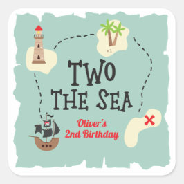 Piratenschatkaart naar de zee 2e verjaardag vierkante sticker