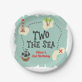 Piratenschatkaart twee het zee 2e verjaardag papieren bordje