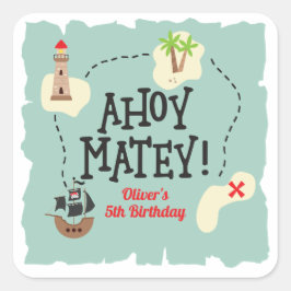 Piratenschatkaart Verjaardag Vierkante Sticker