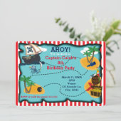 Piratenschatkaart verjaardagsfeest uitnodigingen (Staand voorkant)