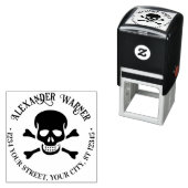 Piratenschedel en gekruiste botten Naam Retouradre Zelfinktende Stempel (In situ)