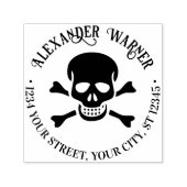Piratenschedel en gekruiste botten Naam Retouradre Zelfinktende Stempel (Design)