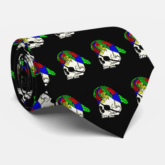 Piratenschedel en papegaai stropdas (Opgerold)