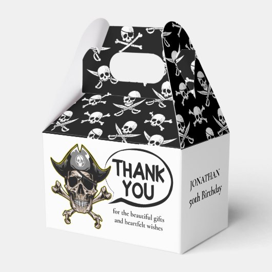 Piratenschedel in kruisbeen bedankdoosjes (Voorkant Zijde)