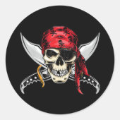 piratenschedel met gekruiste botten ronde sticker (Voorkant)