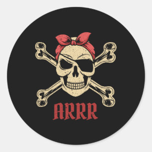 Piratenschedel met ooglapje en Ndana Ronde Sticker