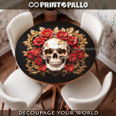 Piratenschedel met rode bloemen tissuepapier