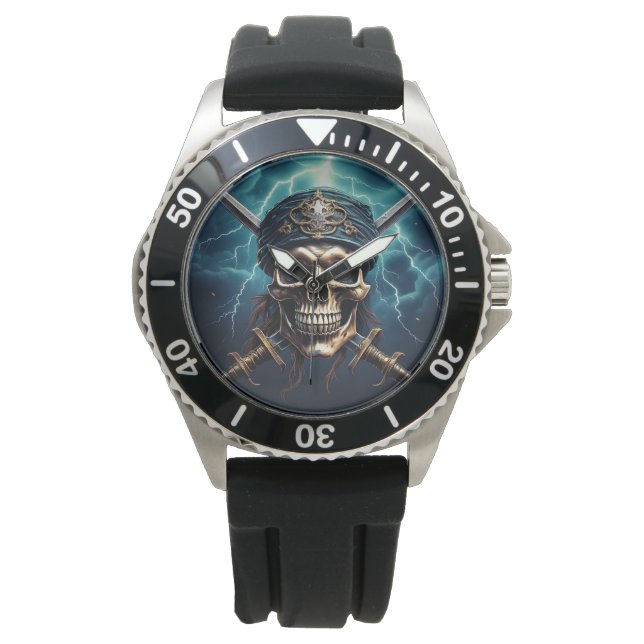 Piratenschedel met zwaarden horloge (Voorkant)