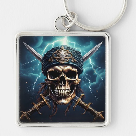 Piratenschedel met zwaarden Sleutelhanger (Voorkant)