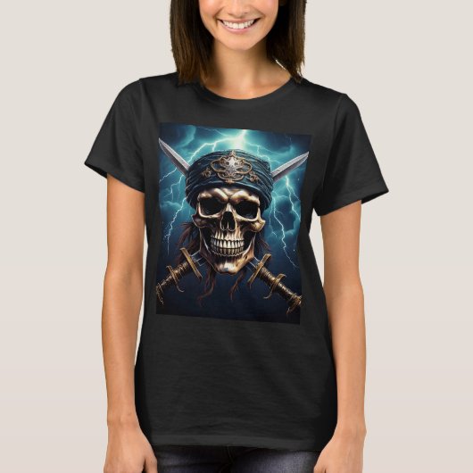 Piratenschedel met zwaarden T-shirt (Voorkant)