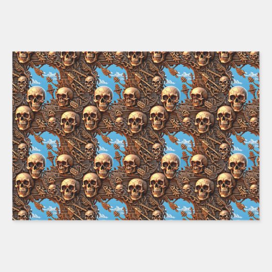 Piratenschedel muiterij hoge zeeen piratenschip inpakpapier vel (Voorkant)