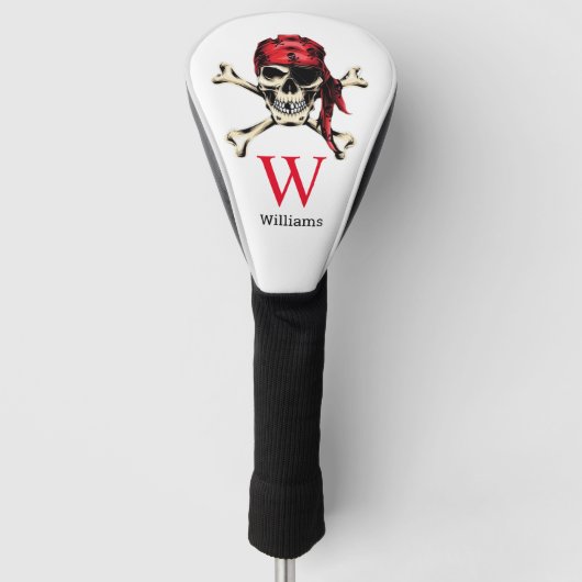 Piratenschedelmonogram Golfheadcover (Voorkant)