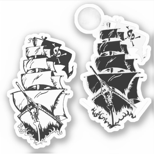 Piratenschepen bij Zee Sticker (Voorkant)