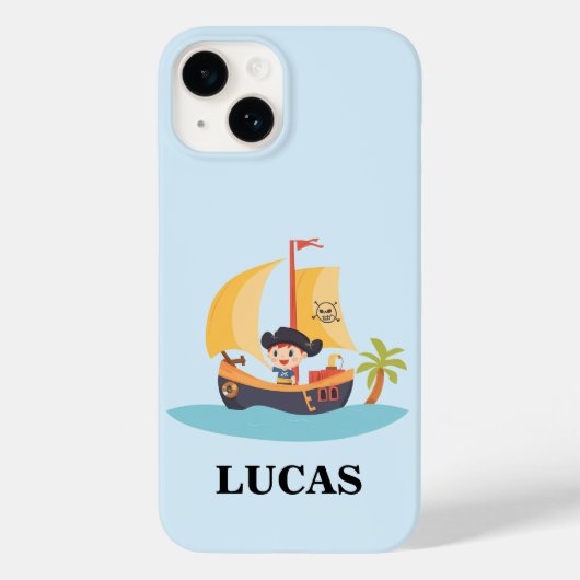 Piratenschip Ahoy-Matey Kinder gepersonaliseerd Case-Mate iPhone Case (Achterkant)