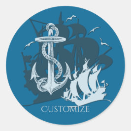 Piratenschip & Anker Witte Silhouet Stickers