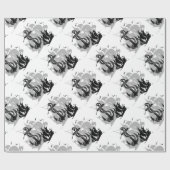 Piratenschip & Anker Zwart Silhouetdocument Cadeaupapier (Vlak)