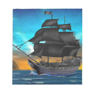 PIRATENSCHIP BIJ ZONSONDERGANG NOTITIEBLOK