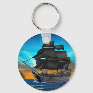 PIRATENSCHIP BIJ ZONSONDERGANG SLEUTELHANGER