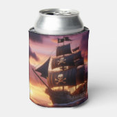 Piratenschip bij zonsopgang/zonsondergang blikjeskoeler (Blikje Voorkant)