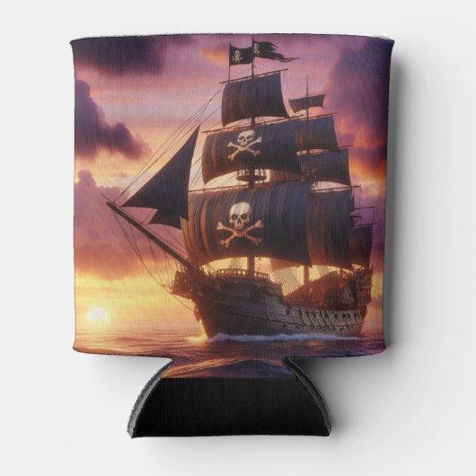 Piratenschip bij zonsopgang/zonsondergang blikjeskoeler (Voorkant)