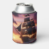 Piratenschip bij zonsopgang/zonsondergang blikjeskoeler (Blikje Achterkant)