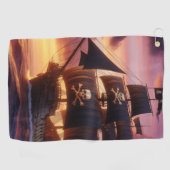 Piratenschip bij zonsopgang/zonsondergang golfhanddoek (Horizontaal)