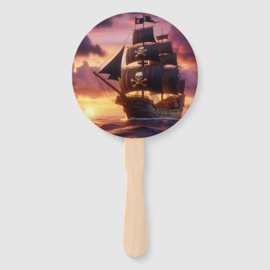 Piratenschip bij zonsopgang/zonsondergang handwaaier (Voorkant)