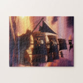 Piratenschip bij zonsopgang/zonsondergang legpuzzel (Horizontaal)
