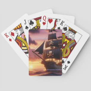 Piratenschip bij zonsopgang/zonsondergang pokerkaarten