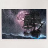 Piratenschip bliksem aardbei maan legpuzzel (Horizontaal)
