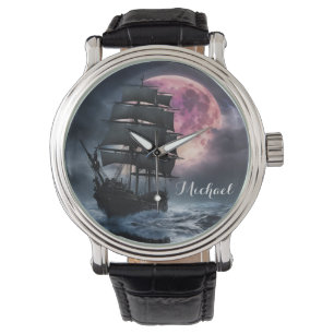 Piratenschip bliksem aardbeienmaan Personaliseren Horloge