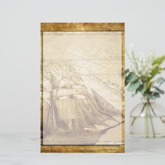 piratenschip briefpapier (Staand voorkant)