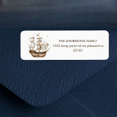 Piratenschip Bruin nautisch thema Verjaardag Etiket