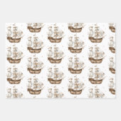 Piratenschip Bruin nautisch thema Verjaardag Inpakpapier Vel (Voorkant)