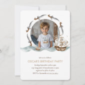 Piratenschip Bruin nautisch thema Verjaardag Kaart (Voorkant)