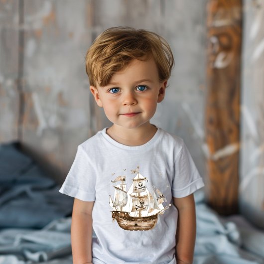 Piratenschip Bruin nautisch thema Verjaardag Kinder Shirts
