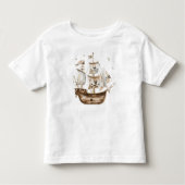 Piratenschip Bruin nautisch thema Verjaardag Kinder Shirts (Voorkant)