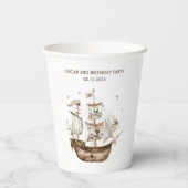 Piratenschip Bruin nautisch thema Verjaardag Papieren Bekers (Achterkant)